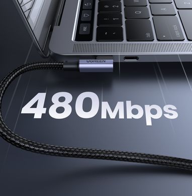 Кабель UGREEN US334 USB-C to USB-C PD Fast Charging 90 Degree Cable 5A Max Black 2m (UGR-70645) [806658]