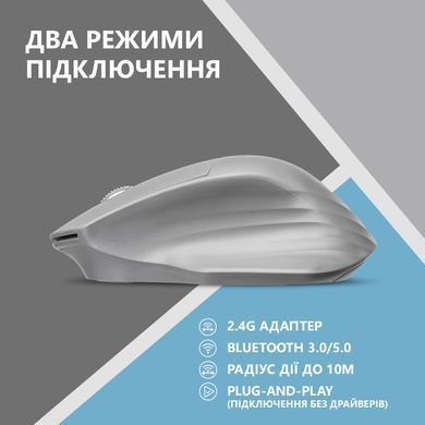 Миша 2E MF280 Silent, WL/BT, сірий (2E-MF280WGR) [104012]