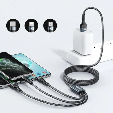 Кабель Remax RC-070th Sury2 USB - Lightning + micro USB + USB Type-C (M/M), 1 м, Grey (6972174156781) [604085]