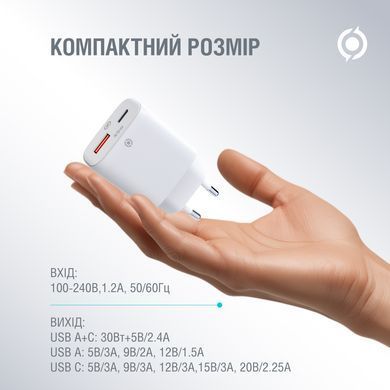 Мережевий зарядний пристрій Piko TC-PD452 (1USB-Cx3A, 1USBx3A) 45W White (1283126597787) [603358]