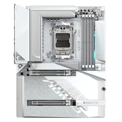 Материнська плата GIGABYTE X870 A STEALTH ICE sAM5 X870 4xDDR5 M.2 HDMI Wi-Fi BT ATX (X870_A_STEALTH_ICE) [111672]