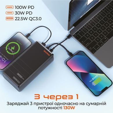 Універсальна мобільна батарея Techno 38000mAh PD 130W QC 3.0 Black (PDC130) [603514]