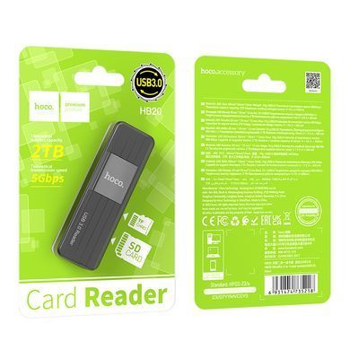 USB-хаб HOCO HB20 Mindful 2-in-1card reader(USB3.0) Black (6931474735218) [802762]