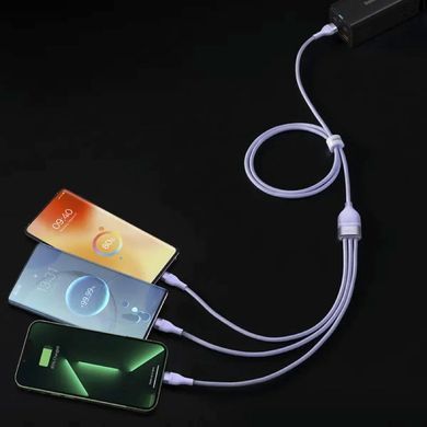 Кабель Baseus Flash Series Ⅱ One-for-three Fast Charging Data Cable USB to M+L+C 66W 1.2m Purple (CASS040005) [802626]