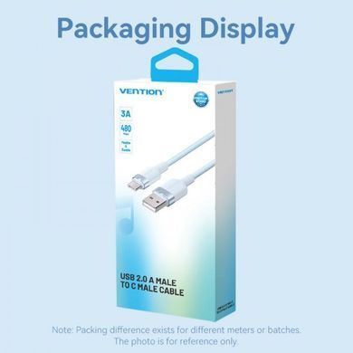 Кабель Vention USB - USB Type-C (M/M), 60W, 3A, 2 м, White (CTNWH) [604418]
