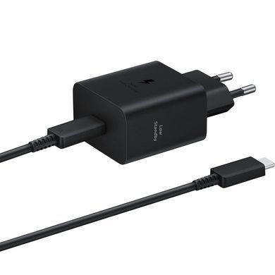 Зарядний пристрій мережевий Samsung 45Вт USB-С PD PPS, кабель USB-C > USB-C, 1.8м, чорний (EP-T4511XBEGEU) [109436]