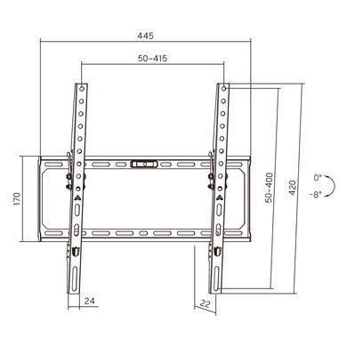 Кронштейн для ТВ AGN з нахилом/32"-75"/45 кг/max.VESA 400x400/Black (AGN75-440T) [405208]