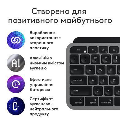 Клавiатура бездротова Logitech MX Keys S for Mac Space Grey (920-011637) [606021]