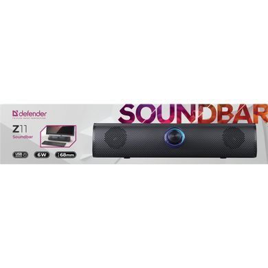 Акустична система 1.0 Defender Саундбар Z11 6Вт, підсвічування USB/AUX, чорна (65211) [405279]