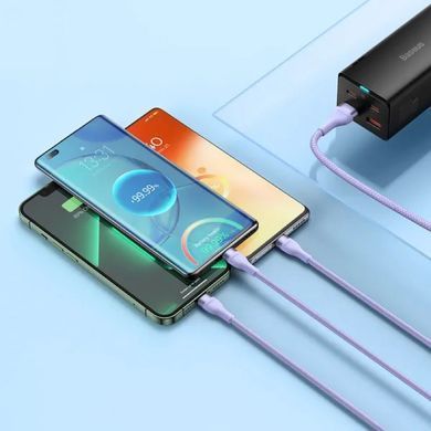 Кабель Baseus Flash Series Ⅱ One-for-three Fast Charging Data Cable USB to M+L+C 66W 1.2m Purple (CASS040005) [802626]