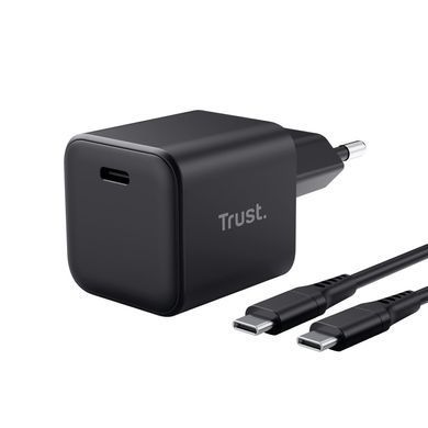 Зарядний пристрій мережевий Trust Maxo 65Вт, GaN, USB-C, PD/PPS, чорний (26046_TRUST) [115545]
