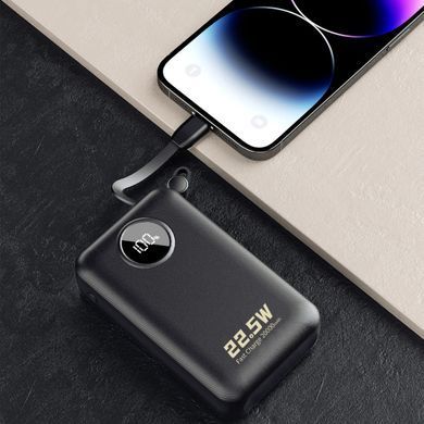 УМБ Dudao 20000mAh K14+ 22,5W PD,QC USB-A,USB-C In/Out,with built-in USB-C/Lightning cables Black (6977196680016) [405054]
