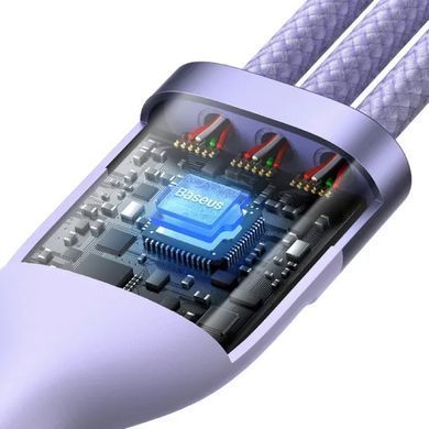 Кабель Baseus Flash Series Ⅱ One-for-three Fast Charging Data Cable USB to M+L+C 66W 1.2m Purple (CASS040005) [802626]