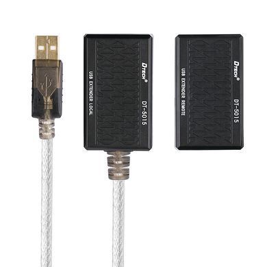 Кабель продовжувач USB 2.0 AM-AF, 60.0м (USB по витій парі RJ 45) Dtech (DT-5015) [402375]