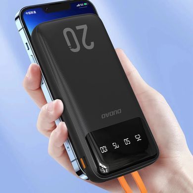 УМБ Dudao 20000mAh K6Pro+ 10W USB-A,USB-C In/Out,with USB-C/Lightning/MicroUSB/USB-A cables Black (6977196682393) [404933]