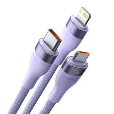 Кабель Baseus Flash Series Ⅱ One-for-three Fast Charging Data Cable USB to M+L+C 66W 1.2m Purple (CASS040005) [802626]
