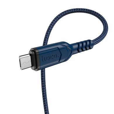 Кабель HOCO X59 USB to Micro 2.4A, 1m, nylon, TPE connectors, Blue (6931474744913) [804384]