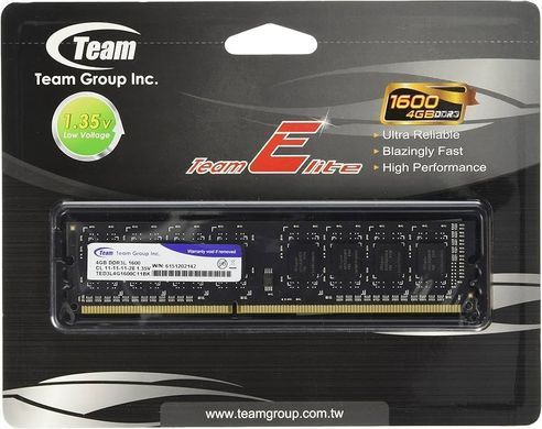 Модуль пам`ятi DDR3 4GB/1600 1,35V Team Elite (TED3L4G1600C1101) [606117]