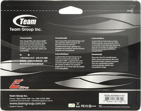 Модуль пам`ятi DDR3 4GB/1600 1,35V Team Elite (TED3L4G1600C1101) [606117]