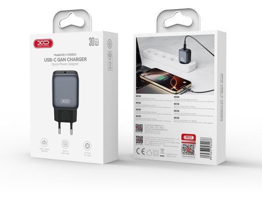 Мережевий зардний пристрій XO L155 - 30W PD Single port USB-C Black (L155_Black) [202500]
