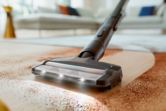 Пилосос Philips безпровідний Aqua Plus, вологе прибирання, конт пил -0,6л, автон. робота до 80хв, НЕРА, турбощітка, LED підсвітка, насадка 360, чорний (XC8349/01) [12330]