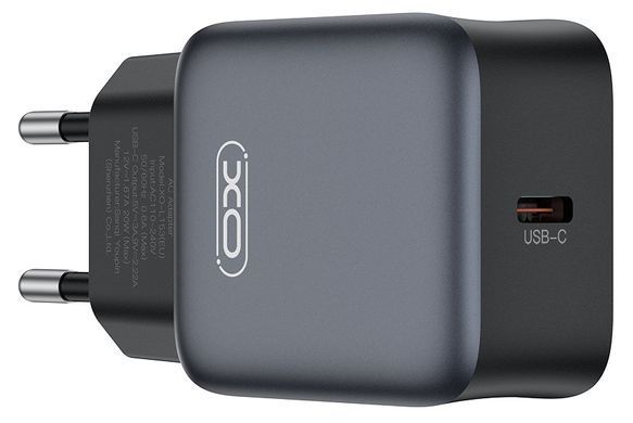 Мережевий зардний пристрій XO L155 - 30W PD Single port USB-C Black (L155_Black) [202500]