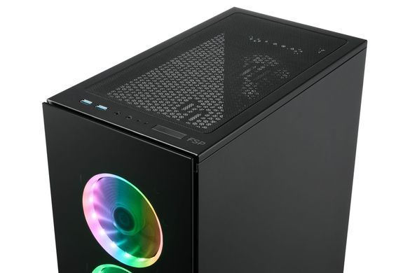Корпус FSP 2xUSB3.0, fans ARGB F:3x12cm+ARGB R:1x12cm, без БЖ ATX (CMT340) [402918]