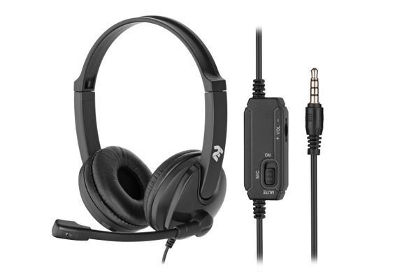 Гарнітура ПК стерео On-ear 2E CH12 mini-jack, omni-mic, 1.2м, чорний (2E-CH12SJ) [107153]