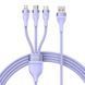 Кабель Baseus Flash Series Ⅱ One-for-three Fast Charging Data Cable USB to M+L+C 66W 1.2m Purple (CASS040005) [802626], фото 1