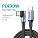 Кабель UGREEN US334 USB-C to USB-C PD Fast Charging 90 Degree Cable 5A Max Black 2m (UGR-70645) [806658], фото 3
