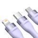 Кабель Baseus Flash Series Ⅱ One-for-three Fast Charging Data Cable USB to M+L+C 66W 1.2m Purple (CASS040005) [802626], фото 5