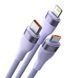 Кабель Baseus Flash Series Ⅱ One-for-three Fast Charging Data Cable USB to M+L+C 66W 1.2m Purple (CASS040005) [802626], фото 3