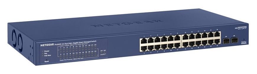 Комутатор NETGEAR GS724TPv2 24x1GE PoE+(190Вт), 2xSFP, керований L2 (GS724TP-200EUS) [14969]