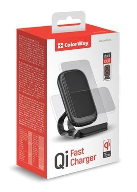 Бездротовий зарядний пристрій ColorWay Wireless Stand 15W Black (CW-CHW31Q-BK) [603093]