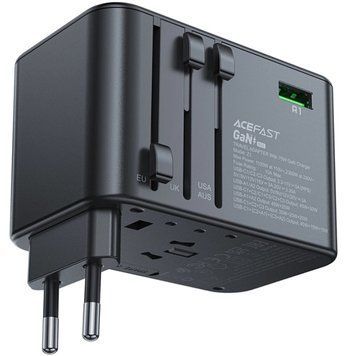 Зарядний пристрій 5xUSB 75W (3xUSB-C+2xUSB-A) Gan Z1 Travel Fast Charger Acefast (6974316282495) [402153]