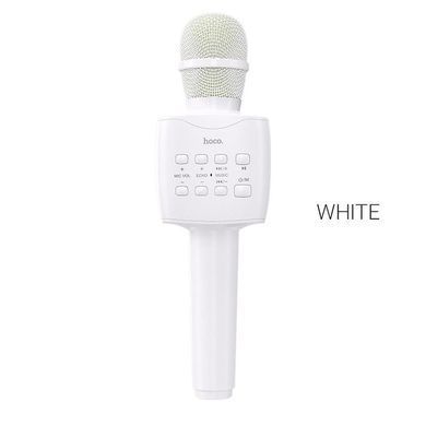 Портативна колонка-мікрофон HOCO BK5 Cantando karaoke microphone, 5W, White (6931474742292) [806326]