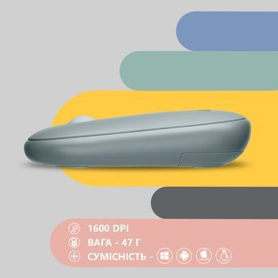 Миша 2E MF300 Silent, WL/BT, попелясто-зелений (2E-MF300WGN) [104013]