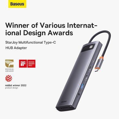 USB-хаб Baseus Metal Gleam Series 12-in-1 Multifunctional Type-C HUB Docking Station Gray (WKWG020213) [802766]