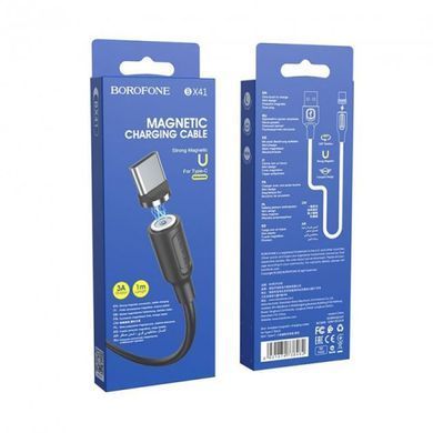 Кабель BOROFONE BX41 USB to Type-C 2.4A, 1m, PVC, PVC connectors, magnetic, Black (6931474738462) [803652]