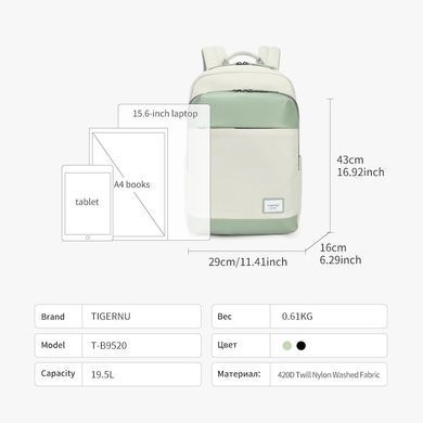 Рюкзак Tigernu T-B9520 15.6" White (T-B9520White) [80074]