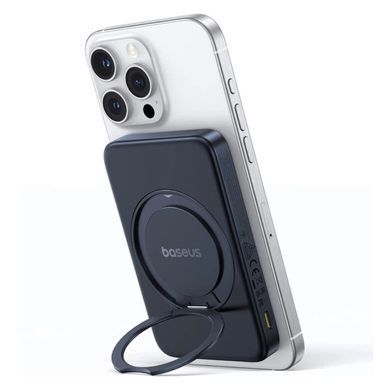 Зовнішній акумулятор Baseus PicoGo Qi2 Magnetic Power Bank with Rotatable Stand 5000mAh 20W Cosmic Black (with Simply Series Charging Cable Type-C (P10076802123-00) [806555]