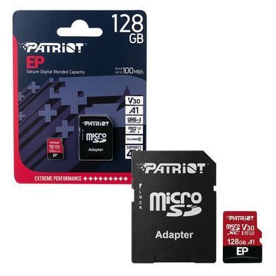 Карта пам'яті microSDXC (UHS-1 U3) Patriot EP Series 128Gb class 10 V30 (R-100MB/s, W-80MB/s) (adapter SD) (PEF128GEP31MCX) [802841]