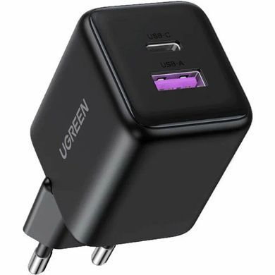 Зарядний пристрій 2xUSB 30W (USB-A + USB-C) X516 Gan чорний Ugreen (65014) [404200]