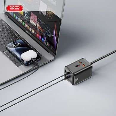 Мережевий фільтр XO 2 розетки, 2 х USB, 2 x USB-C, 1.5 м, Black (WL24.black) [605291]