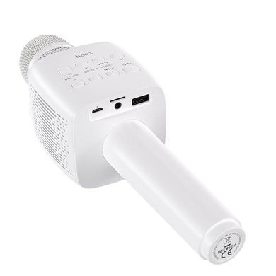Портативна колонка-мікрофон HOCO BK5 Cantando karaoke microphone, 5W, White (6931474742292) [806326]