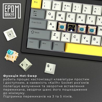 Клавіатура бездротова Epomaker EK68 65% Budgerigar V2 Switch Hot-Swap (2.4G/BT/USB) RGB UA Black (EK68-B-BV2) [612993]