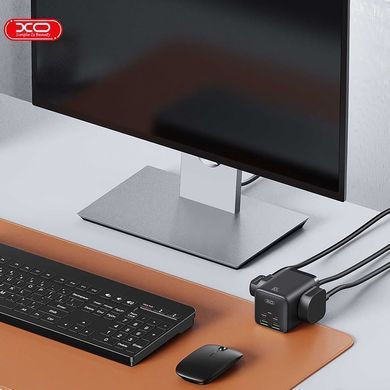 Мережевий фільтр XO 2 розетки, 2 х USB, 2 x USB-C, 1.5 м, Black (WL24.black) [605291]