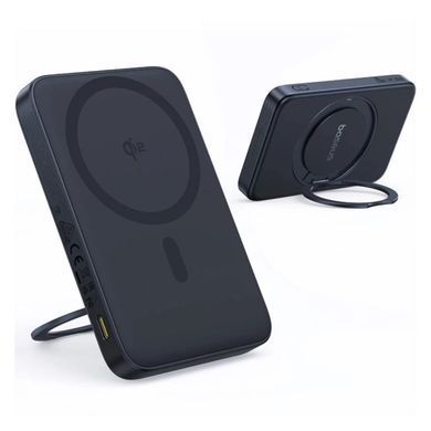 Зовнішній акумулятор Baseus PicoGo Qi2 Magnetic Power Bank with Rotatable Stand 5000mAh 20W Cosmic Black (with Simply Series Charging Cable Type-C (P10076802123-00) [806555]