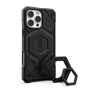 Чохол-накладка+магнітне кільце-тримач Urban Armor Gear Monarch Pro Magsafe для Apple iPhone 16 Pro Max Carbon Fiber/Black Stand (1144571BV01) [616749]