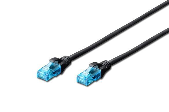 Патч-корд DIGITUS CAT 5e UTP, 0.5м, AWG 26/7, CCA, PVC, чорний (DK-1512-005/BL) [109965]